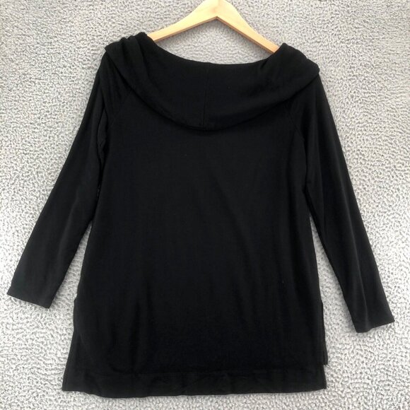 Chicos Top Womens 0 US 4/6 Black Zynergy Wide Cowl Neck Tunic High Low Stretch - Picture 3 of 9